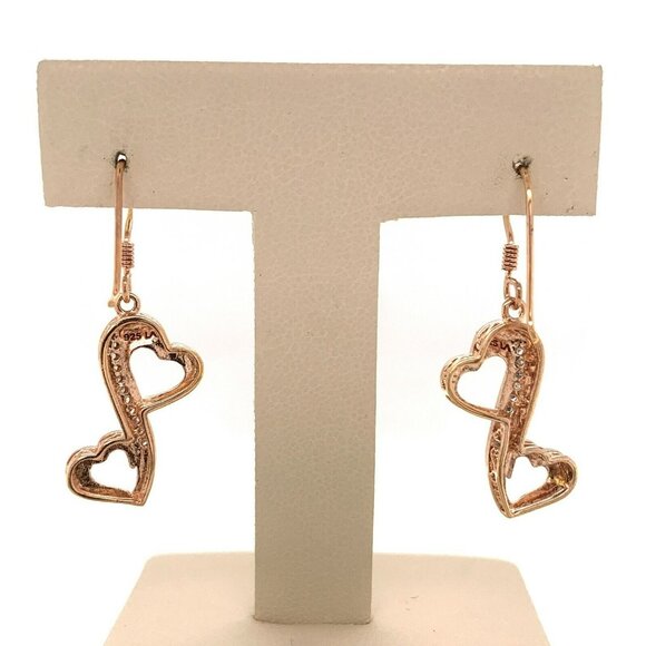 3 PC Sterling w/ Rose Gold Plate & .18ctw Diamond Heart Necklace/Earrings 134 - Picture 8 of 10